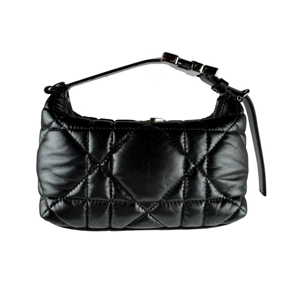 Christian Dior Cannage Puffy Lambskin Shoulder Bag Black